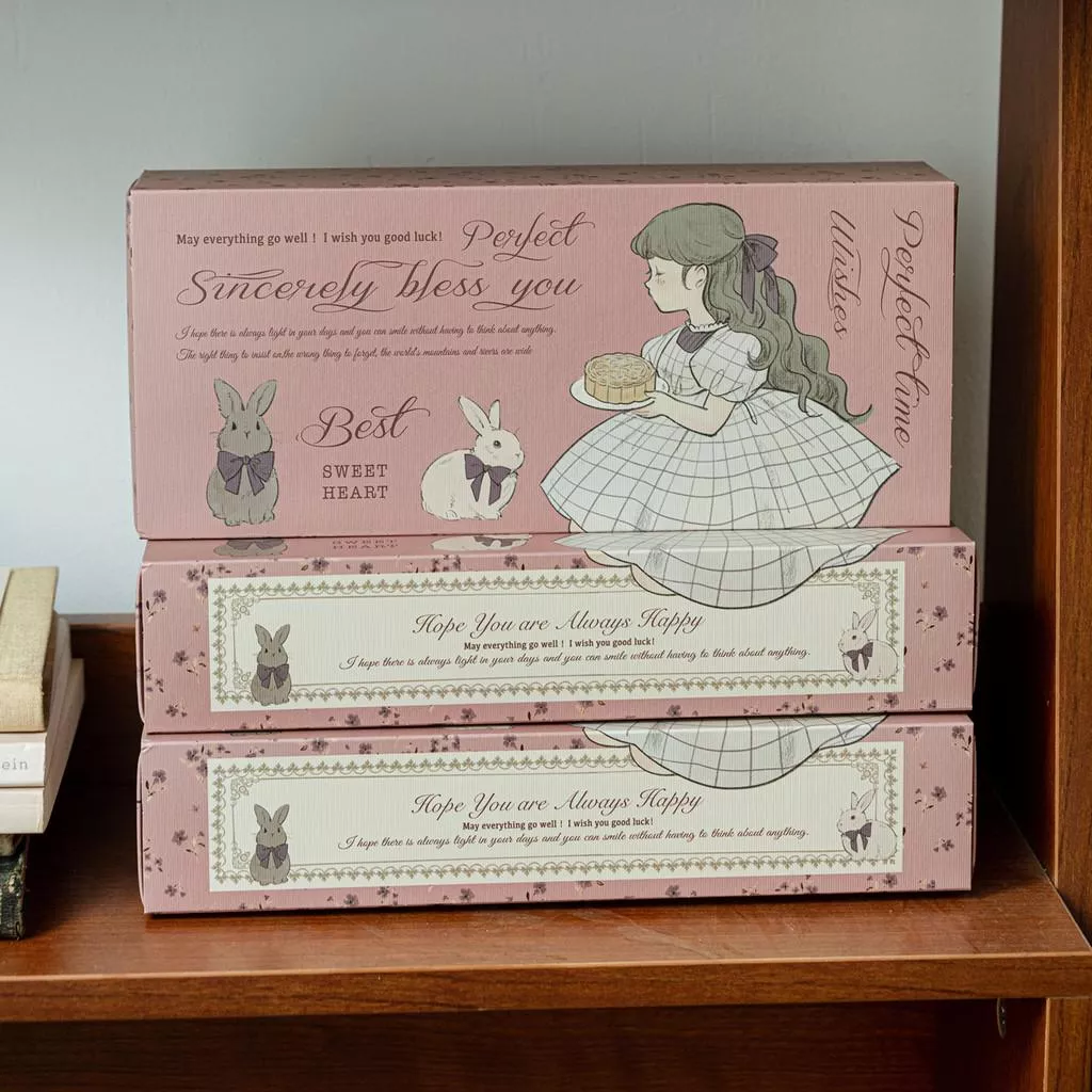 手繪女孩月餅盒