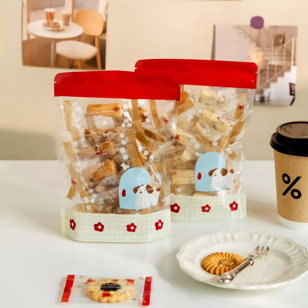 [JS文創] 立體透明袋 曲奇餅乾袋 雪Q餅包裝 糖果袋 烘焙包材 餅乾夾鏈袋 手繪餅乾袋