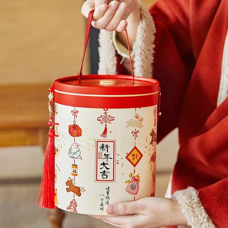 馬年餅乾盒 馬年禮盒 新年包裝盒 抱抱桶 新年禮盒 圓筒包裝盒
