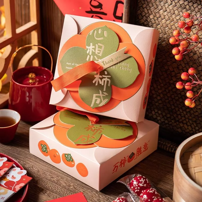 新年包裝盒 新年禮盒 新年伴手禮 心想柿成包裝盒  柿柿如意