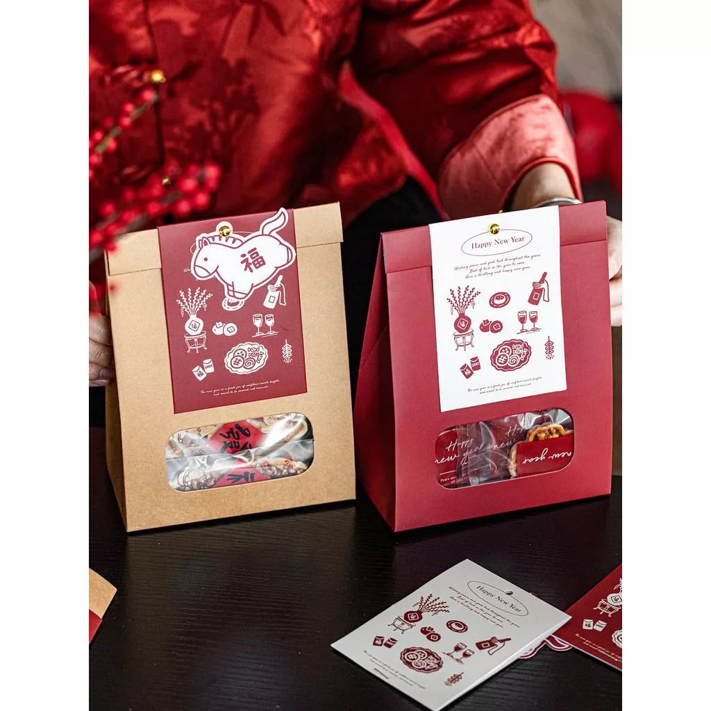 2026新年餅乾袋 開窗餅乾袋 手繪餅乾袋 新年包裝袋 餅乾袋 禮物袋 牛皮開窗餅乾袋 日式開窗袋