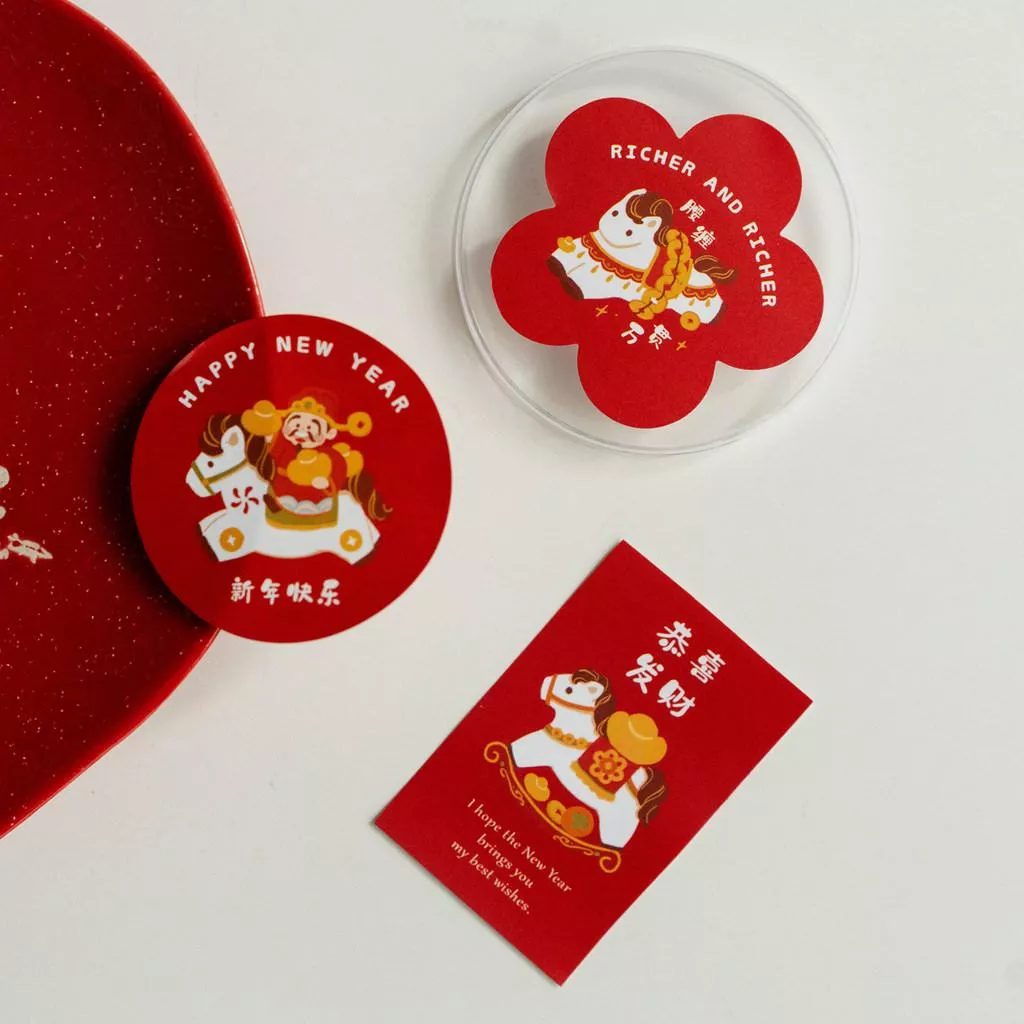 [JS文創] 2026馬年貼紙 新年貼紙 馬年包裝貼紙 新年封口貼紙 圓罐貼紙 馬年餅乾貼紙