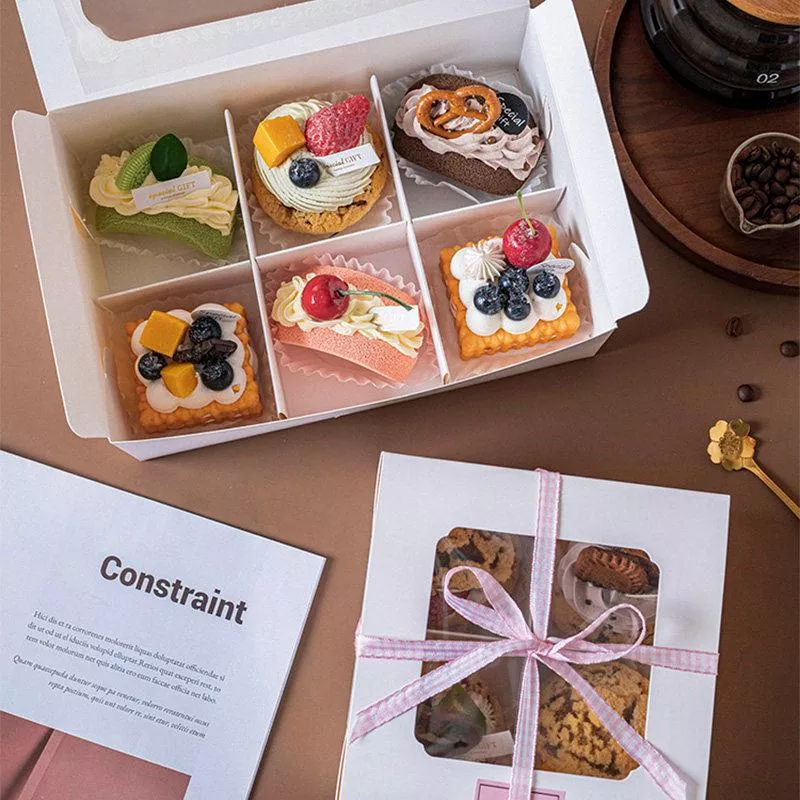 手提甜點盒 蛋糕盒 點心盒 手提禮盒 分隔甜點盒 白色開窗盒 杯子蛋糕盒 外帶甜點盒