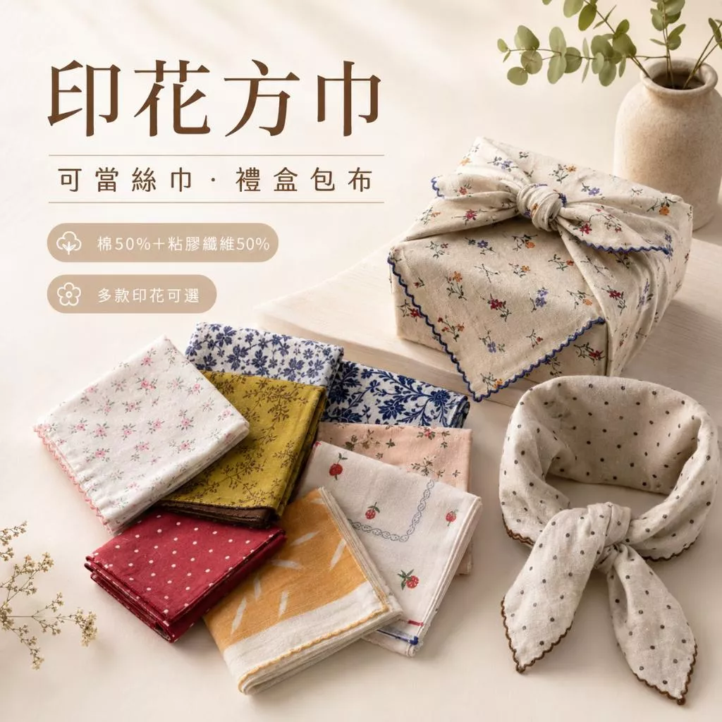 印花絲巾 鐵盒包布 包裝布  風呂敷方巾 鐵盒方巾 印花方巾 碎花方巾