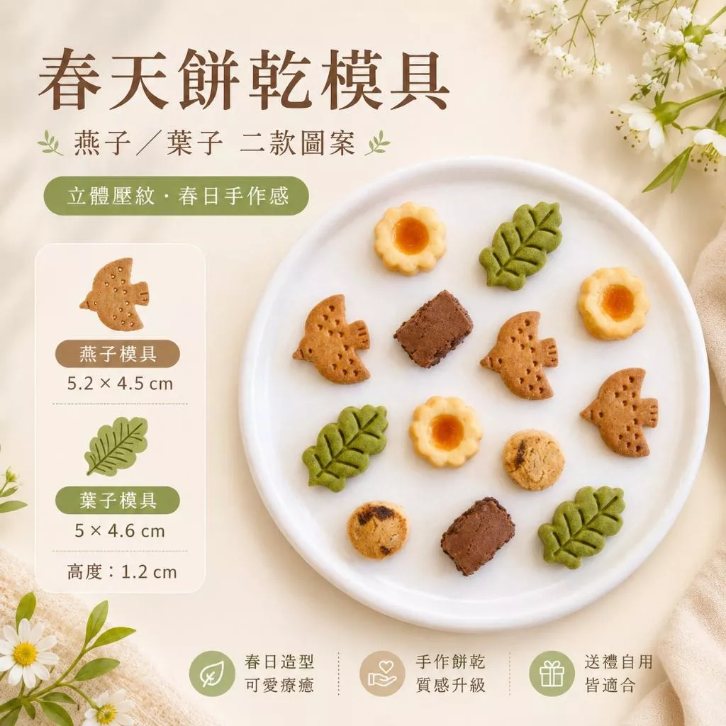 小鳥餅乾模具 葉子餅乾模具 春天餅乾模具 日式餅乾模具 手作餅乾壓模