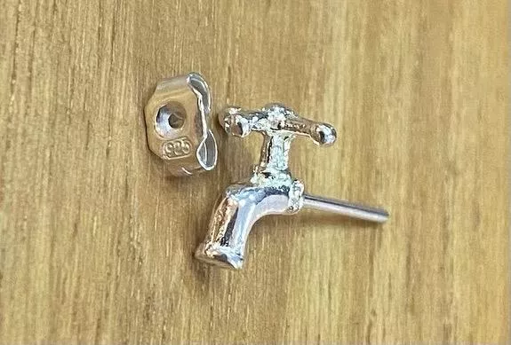 925純銀 立體水龍頭 耳環