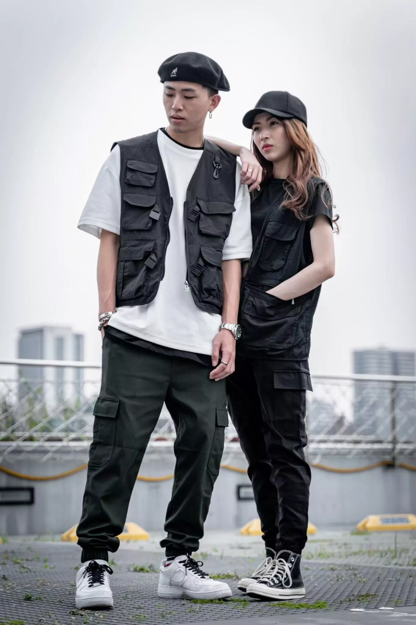 彈力工裝縮口褲