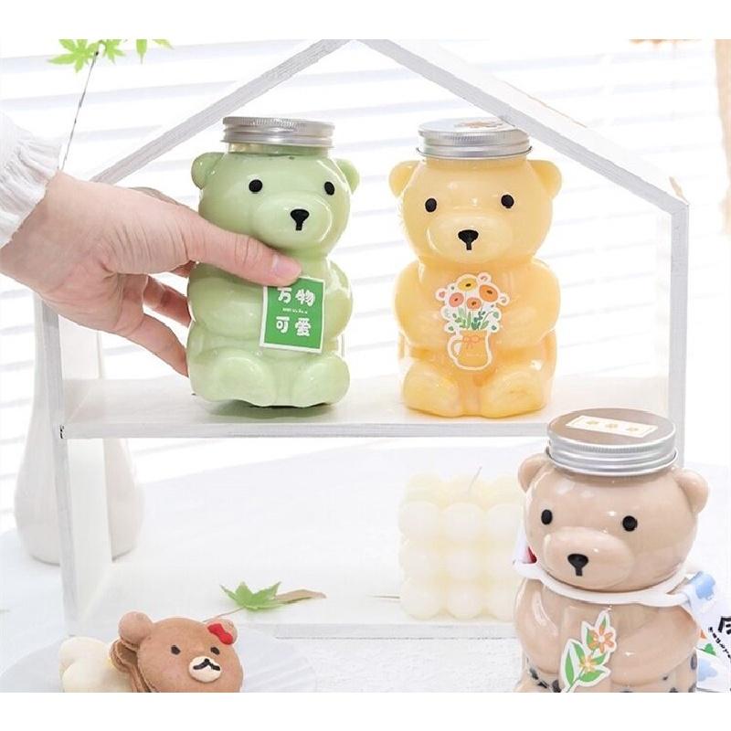 星喵-透明楊枝甘露瓶兒童可愛熊飲料果汁奶茶瓶加厚燒仙草杯西米露瓶