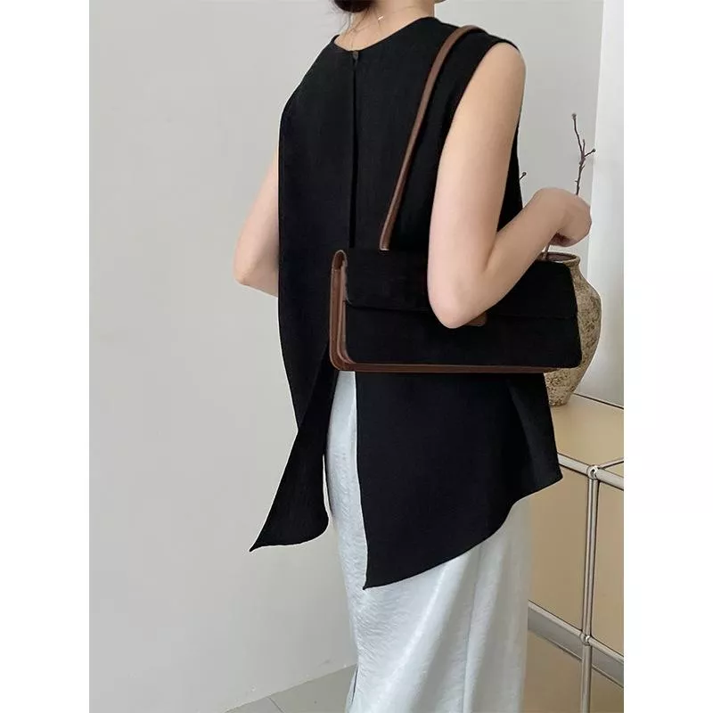 後開叉圓領背心