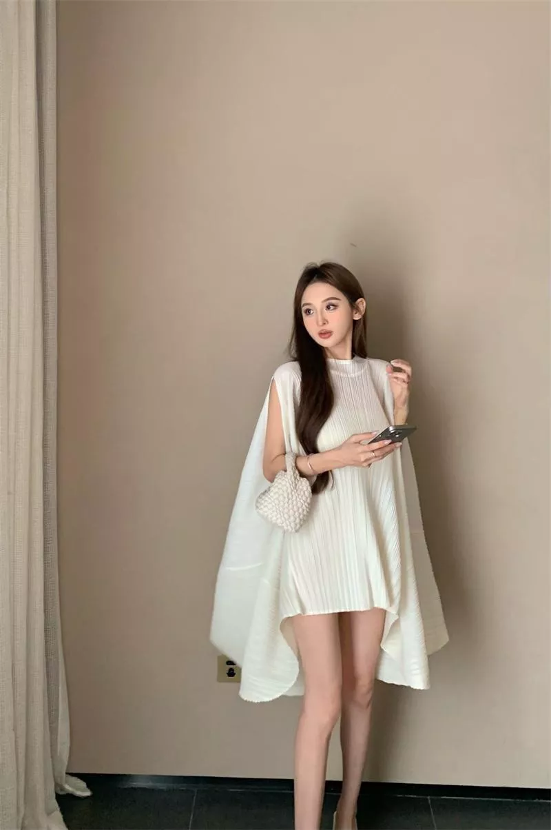 壓褶寬鬆長款上衣＋內搭抹胸 套裝