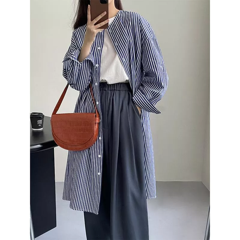 休閒寬鬆長板襯衫