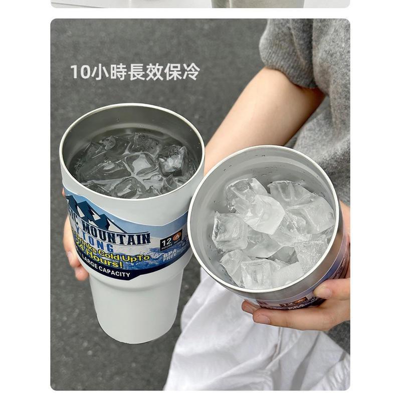 冰霸杯 900ml大容量 送吸管/吸管刷 304不銹鋼保冰杯 加厚杯子大容量 保冷兩用 環保杯 夏季咖啡杯 環保飲料杯