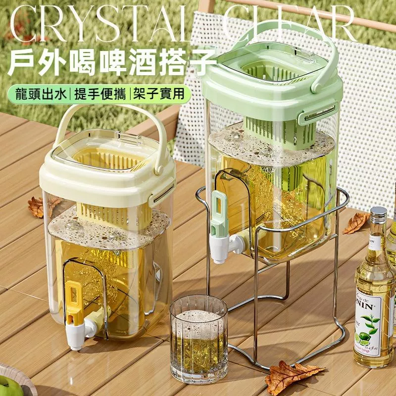 露營茶壺 水果茶飲料桶 2L 帶水龍頭 冰箱冷水壺 派對果汁桶 戶外飲料壺 輕便耐摔瓶
