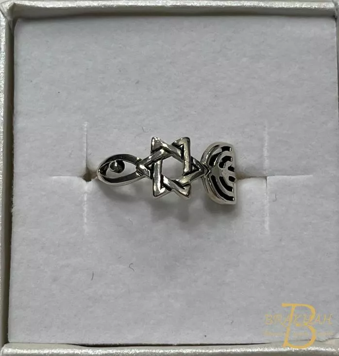 七燈台以及五餅二魚彌賽亞純銀戒指