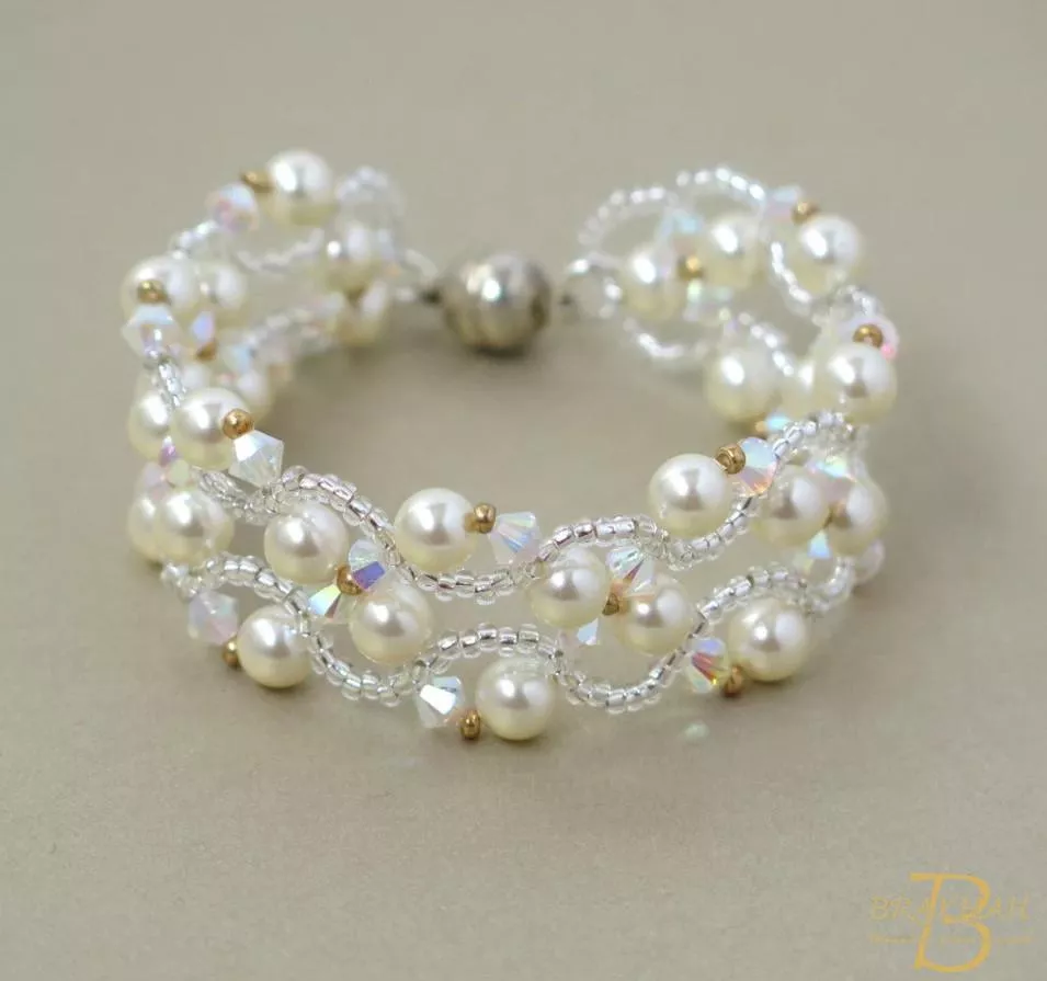 施華洛世奇珍珠手鍊  新娘珍珠與水晶手鍊  婚禮串珠首飾