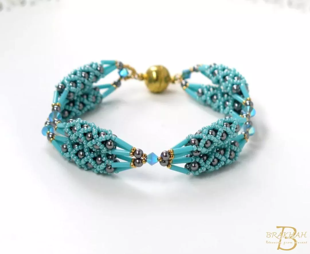 施華洛世奇水晶與珍珠綠松石藍色串珠手鍊