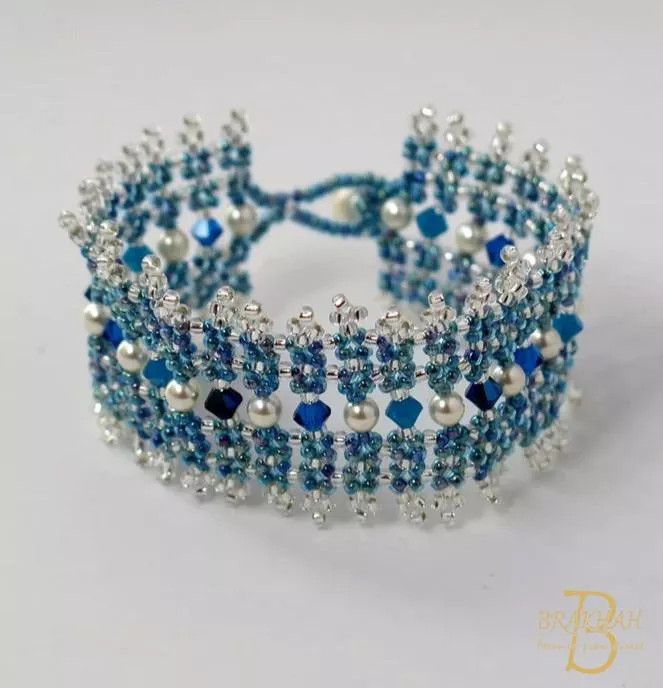 藍色珍珠水晶串珠手鍊 施華洛世奇水晶手鍊