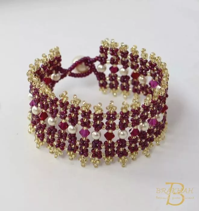 紅色珍珠水晶串珠手鍊  施華洛世奇水晶手鍊