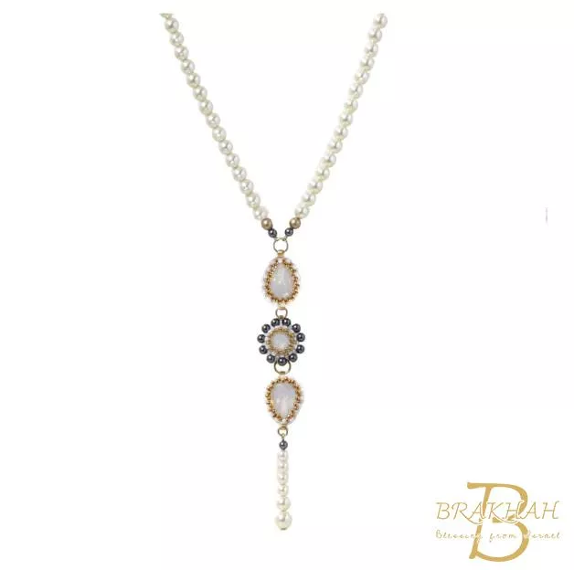 施華洛世奇水晶與珍珠項鍊 精緻手工串珠吊墜項鍊 個性珍珠項鍊