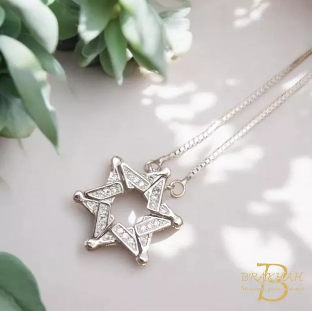 猶太大衛之星蝶舞項鍊 以色列製造珠寶 我與以色列站在一起
