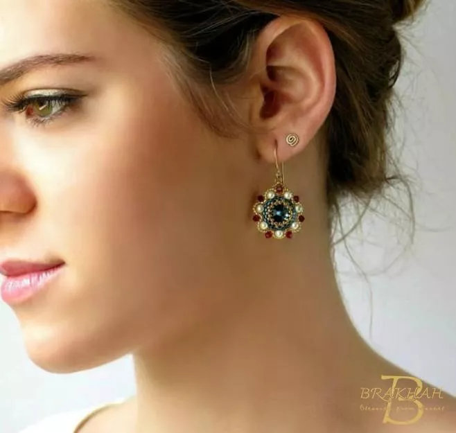 施華洛世奇水晶和珍珠耳環   復古風格耳環 維多利亞風格耳環 典雅耳環 宴會派對耳環