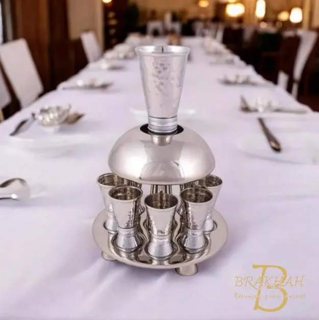 Kiddush 噴泉杯 安息日 Kiddush 葡萄酒噴泉杯 Kiddush杯 猶太禮物 以色列藝術 Kiddush 婚禮