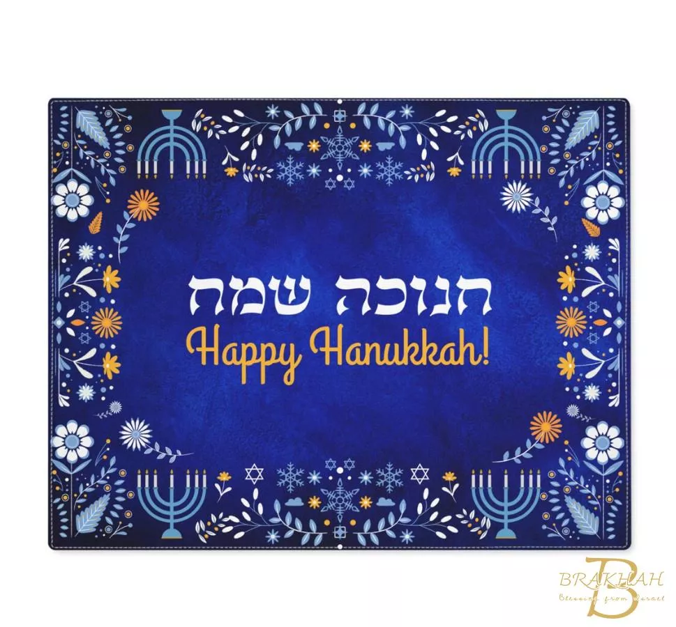 藍色光明節小燭台餐墊 光明節裝飾 餐墊 光明節禮物  猶太禮物 以色列禮物