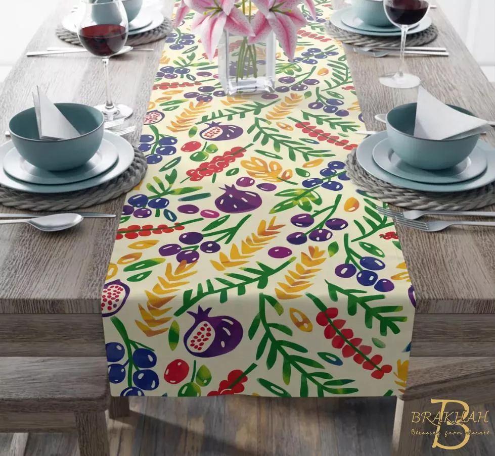 以色列七種美好果實(小)餐桌巾 安息日裝飾 桌巾 逾越節桌布 安息日禮物  猶太禮物 以色列禮物