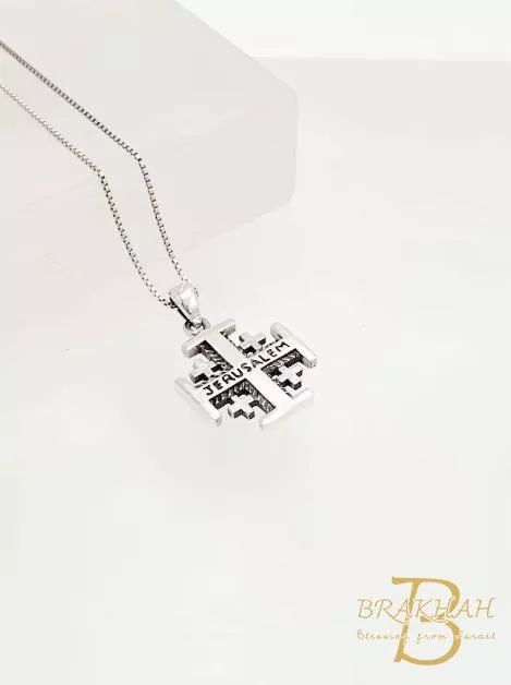 耶路撒冷十字架項鍊  斜紋雕刻十字架項鍊 十字架 十字軍十字架 十字架飾品 925純銀項鍊 基督教珠寶禮物