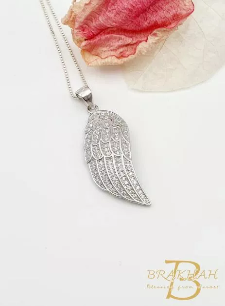 天使之翼項鍊 925 純銀天使翅膀吊墜項鍊 天使翅膀珠寶 簡約精緻鋯石項鍊