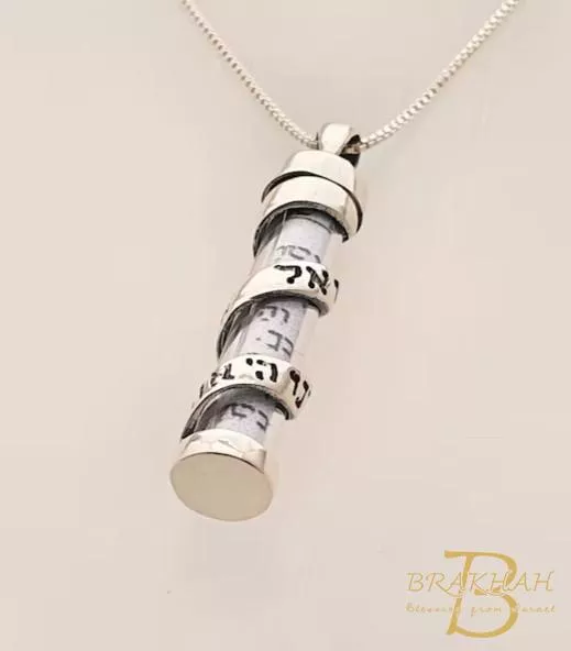 祭司的祝福 925 純銀 Mezuzah Shema 以色列吊墜項鍊帶捲軸 猶太珠寶成年禮禮物