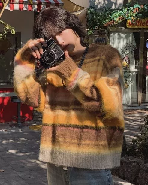 鮮豔冰沙🍧漸層條紋馬海毛針織衫