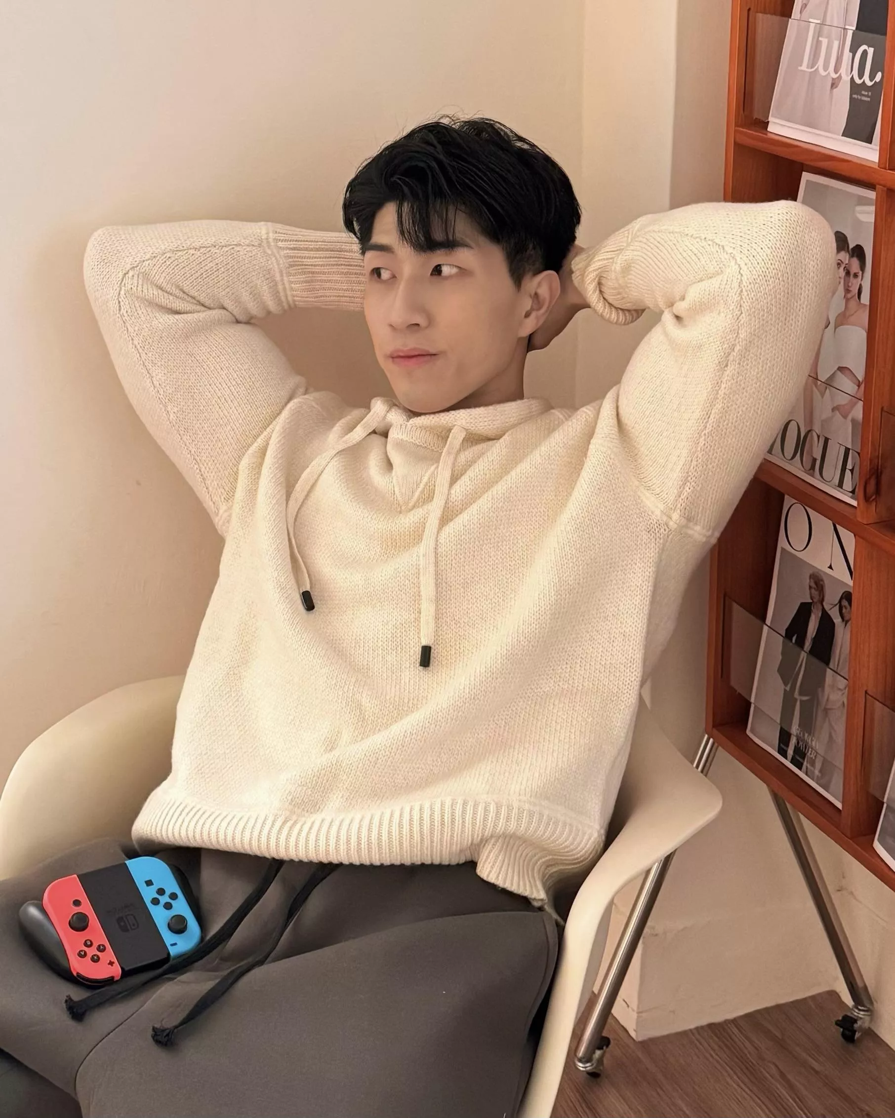 韓國出清 冬日保暖 山羊棉混紡針織帽T