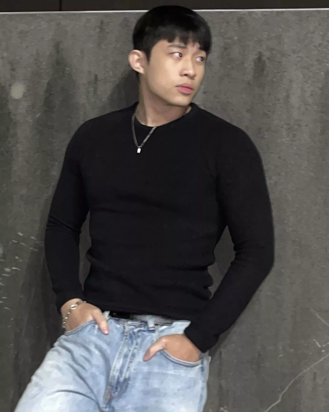 性感肌肉款抓絨羅紋修身長袖T