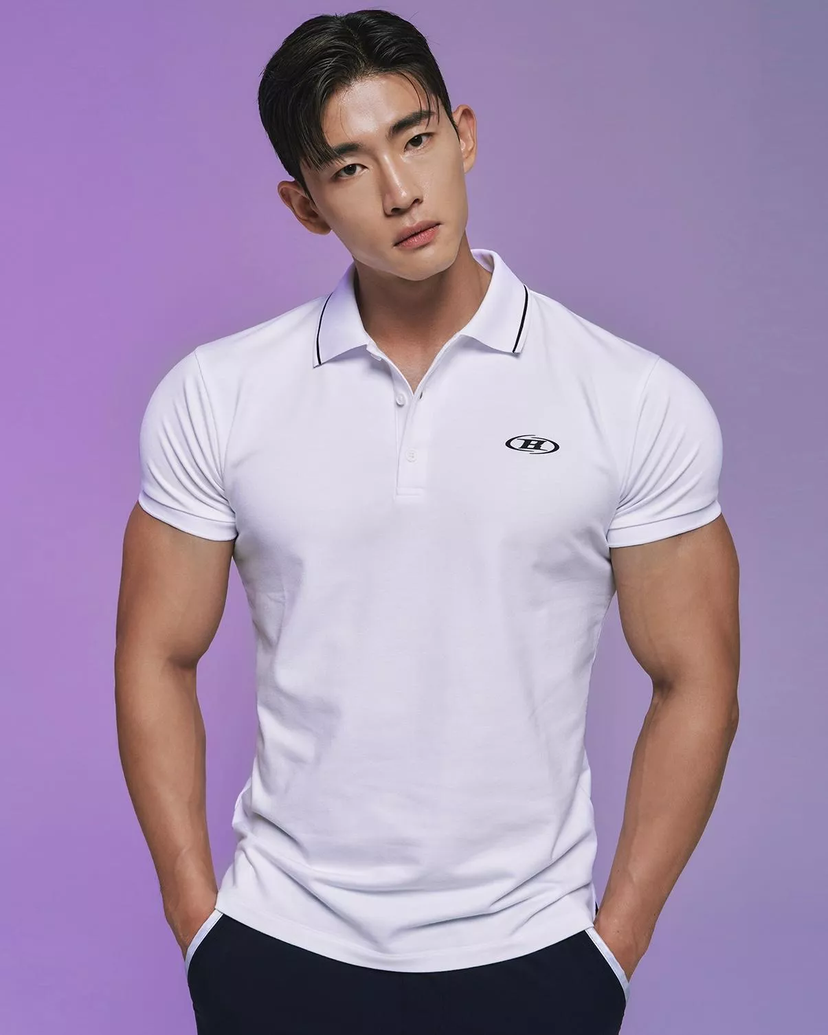 Born to win／ MUSCLE FIT COLLAR T-SHIRTS [2C]