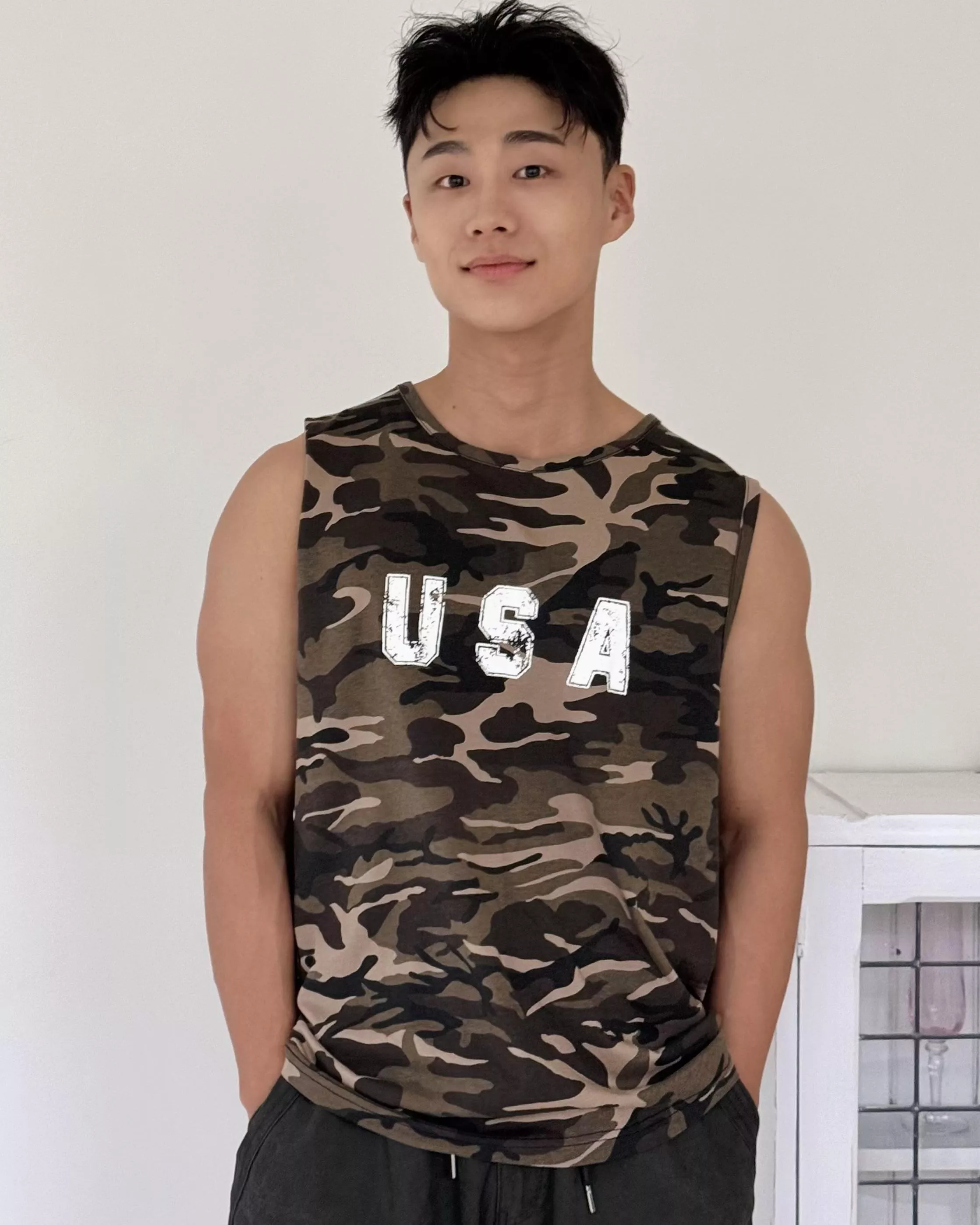 USA迷彩軍事裂紋 純棉背心