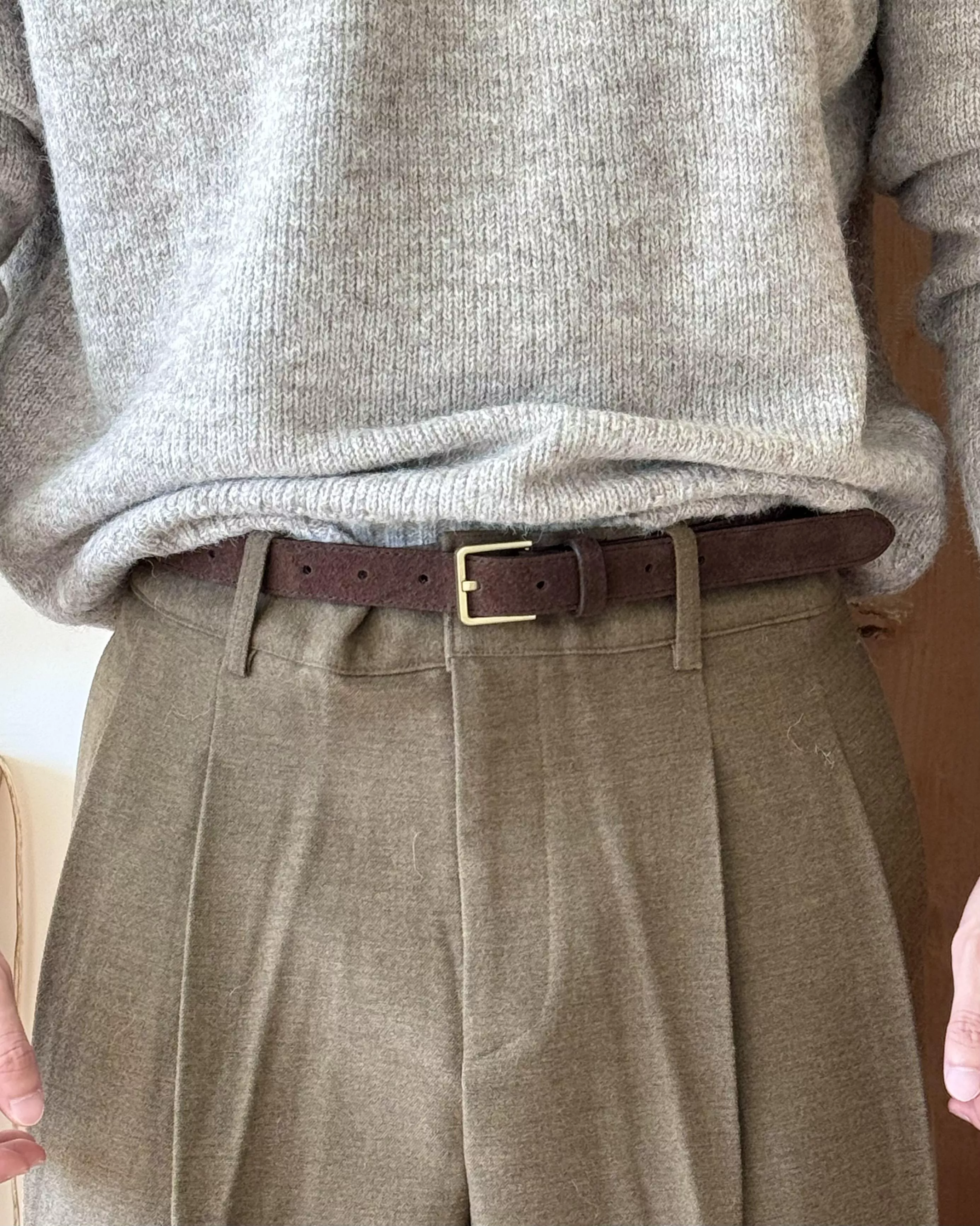 20mm 方型霧金框 麂皮皮帶