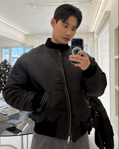 男人味MAN感 肌肉款皮革MA-1羽絨外套