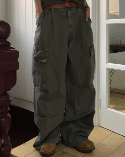 機能雙D環 寬版Cargo工裝口袋褲