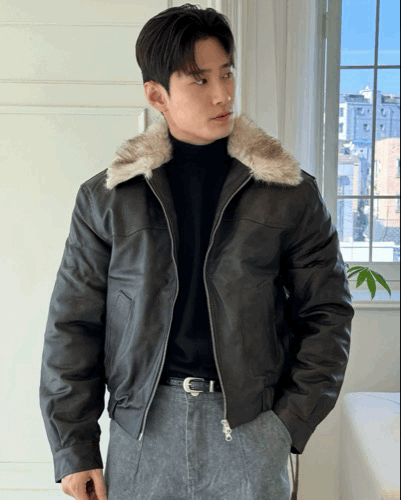 冬日貉毛 6盎司西部皮革夾克外套