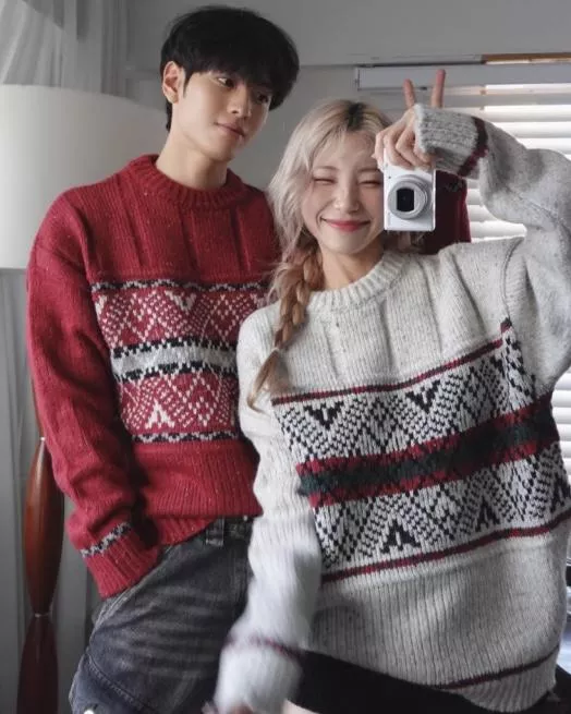 聖誕情侶 糖霜北歐圖騰羊毛針織毛衣