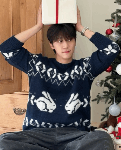 格林童話 兔兔圖騰羊毛針織毛衣