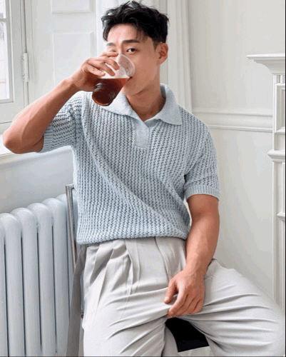 童話王子 夏日亞麻腰帶雙摺西裝褲