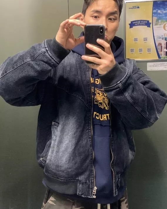 MA1式無領 西部四盎司鋪棉牛仔外套