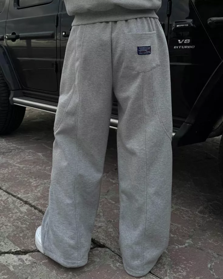 剪接布標補丁 雙曲線剪裁運動棉褲