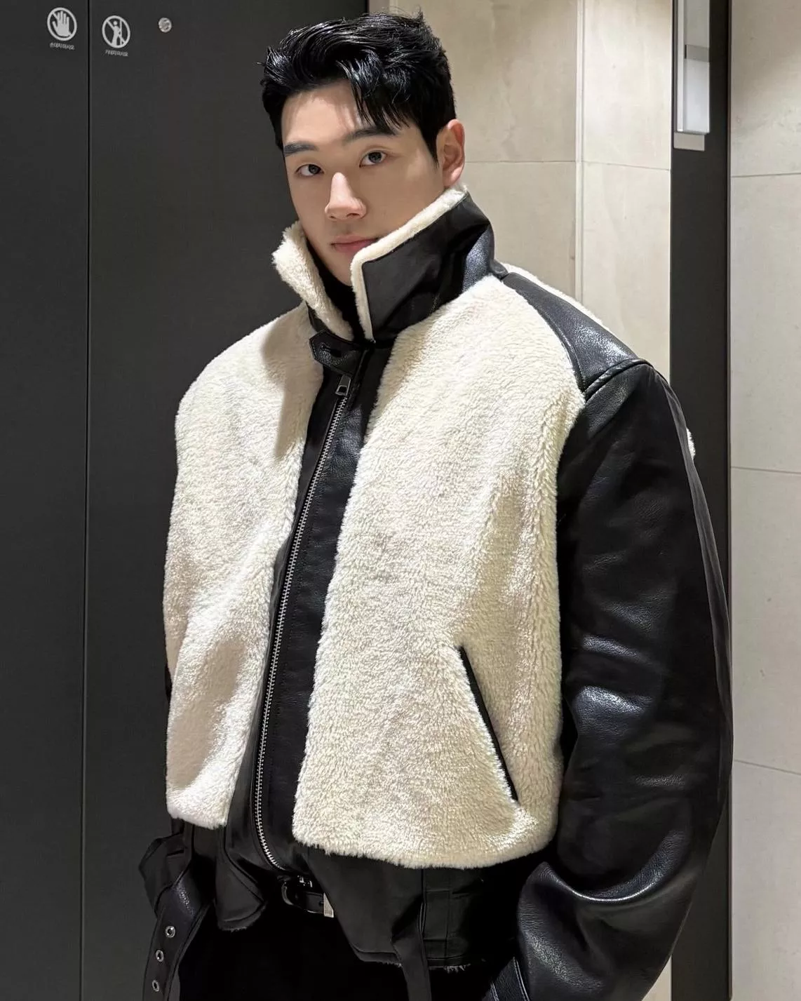 Mustang北美野馬風 羊羔毛黑騎士外套