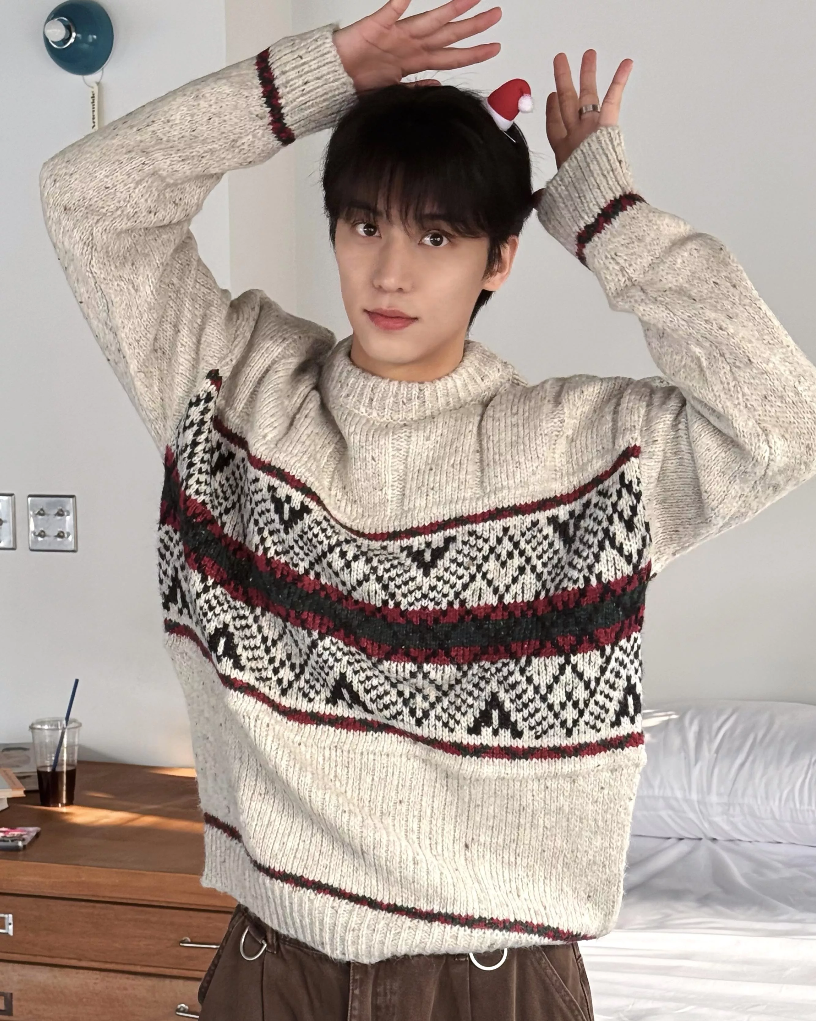 韓國出清🇰🇷糖霜顆粒 北歐圖騰厚領羊毛針織毛衣