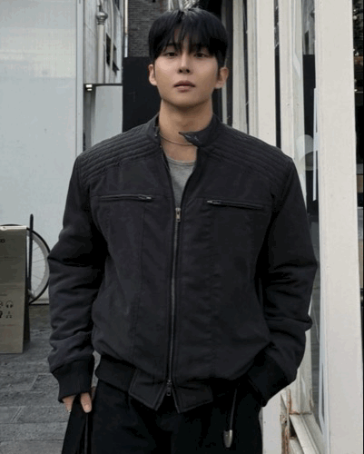 霧感麂皮 機車騎士輪廓 絎縫棉外套