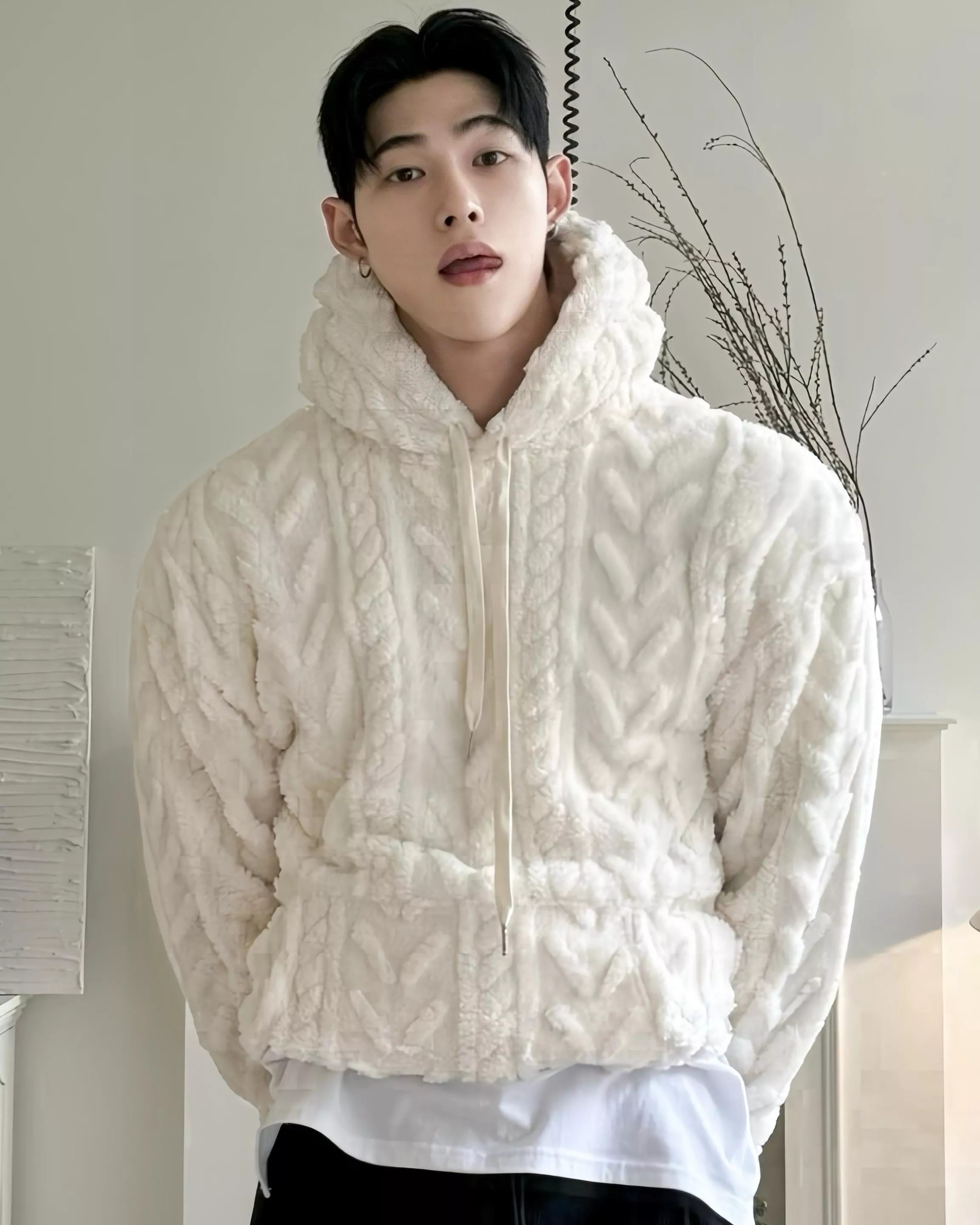 雲朵蓬鬆毛毯感 羊羔毛麻花帽T