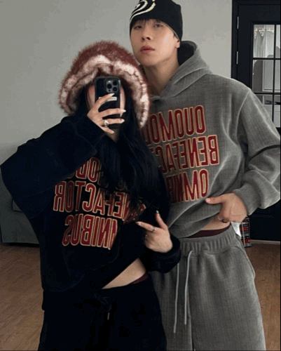 美式大字報 寬短版厚磅貉絨連帽衫 (可ꜱᴇᴛ)